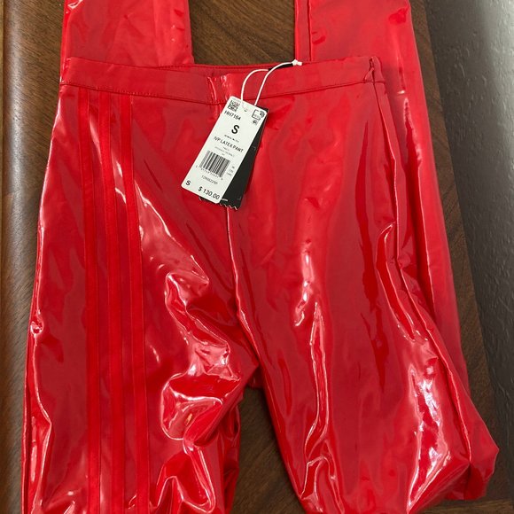 NWT Ivy Park x Adidas Faux Latex Straight-Leg Pants - Red - Picture 2 of 5